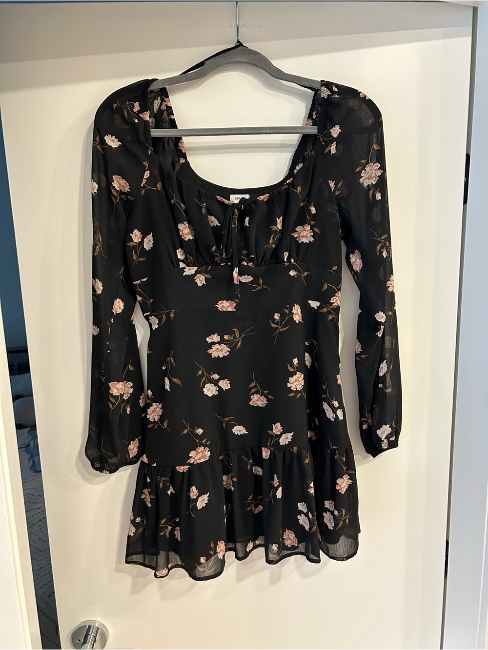 GARAGE Floral Long-Sleeve Mini Dress with Pink Blooms